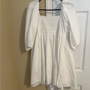 Abercrombie white mini puff sleeve dress